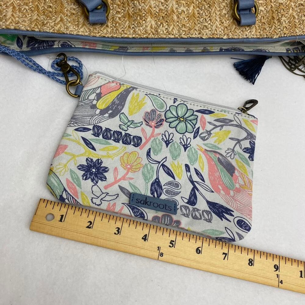 Sakroots Meadow Straw and Canvas Tote Floral Birds of Paradise Canvas Purse - Picture 9 of 9